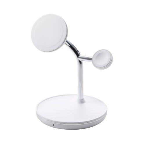 ELECOM W-MS07WH ワイヤレス充電器/スタンド型/マグネット対応/3in1/15W/MfM認証/Apple Watch高速モジュール/MfA認証/ホワイト