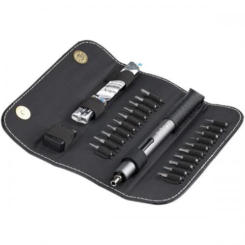 StarTech.com CTK20PCEDRIVE 電動精密ドライバーセット/20種ビット付属/ペン型/正逆転モード切替/LEDライト/トルク調整/機器修理キット
