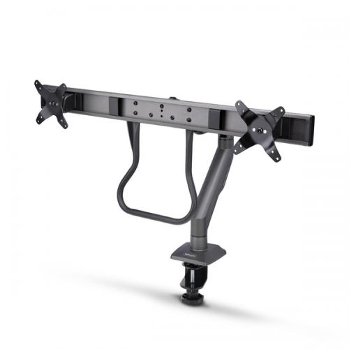 StarTech.com H2M1AS2-MONITOR-ARM 管する手/Cクランプ据えつける式/2画面/最大限度27in/耐荷重15kg/VESA相応う/クロスバー/高さ角度合わせる