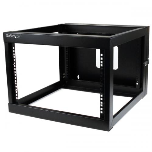 StarTech.com RK619WALLOH サーバーラック/オープンフレーム/壁掛け型/19インチ/6U/4ポスト/奥行50.2cm/耐荷重49kg/ヒンジ機構