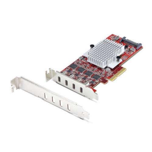 StarTech.com P10Q4C-USB-CARD-LP PCI Express押しひろげる歌留多/PCIe 3.0 x4/4界面 USB-C 3.2 Gen 2/最大限度各10Gbps