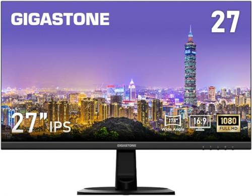 Gigastone GJLM-27FF2-270 液晶モニター 27型/1920×1080/HDMI、VGA/スピーカー：あり/広視野角IPSパネル/178度/高解像度/ディスプレイ/フルHD/75Hz/ブルーライト軽減/フリッカーフリー/フレームレス