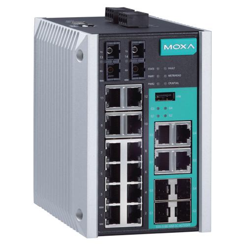MOXA EDS-518E-SS-SC-4GTXSFP-T 14＋4Gポート ギガビットマネージドイーサネットスイッチ、SCコネクター (ワイド温度モデル)