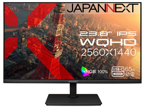 【法人様宛押さえる】JAPANNEXT JN-IPS238WQHD2-C65W 液晶見せびらかす 23.8型/2560×1440/HDMI×1、DP×1、USB-C×1/黒いこと/金棒引き無/2年引き受ける