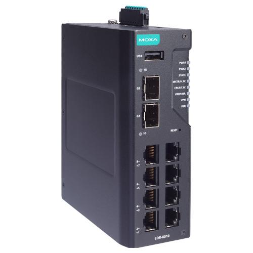 MOXA EDR-8010-2GSFP-CT-T 8FE銅線＋2GbE SFPマルチポート 産業用セキュアルーター コンフォーマルコーティング (ワイド温度モデル)