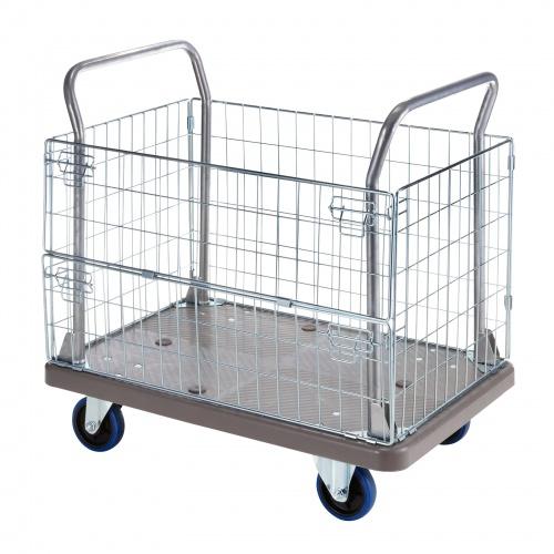サンワサプライ CART-FA13GY かご付き添い人手押し車