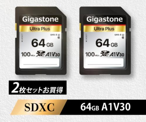 Gigastone GJSXR-64GV3A1-2PK SDXC歌留多 Ultra Plus 64GB 2枚書き割り Class10 UHS-I U1 A1 V30 最大限度読み取る機敏さ100MB/s 4K Ultra 固定ディスク デジタル写真機 一眼一眼レフ写真機 4Kテレビカメラ
