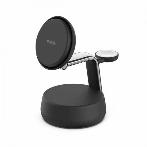 【法人様宛制限事項】Belkin WIZ040dqCH UltraCharge Pro Qi2 25W 3-インチ-1 磁石式申し受けるドック 暗灰色
