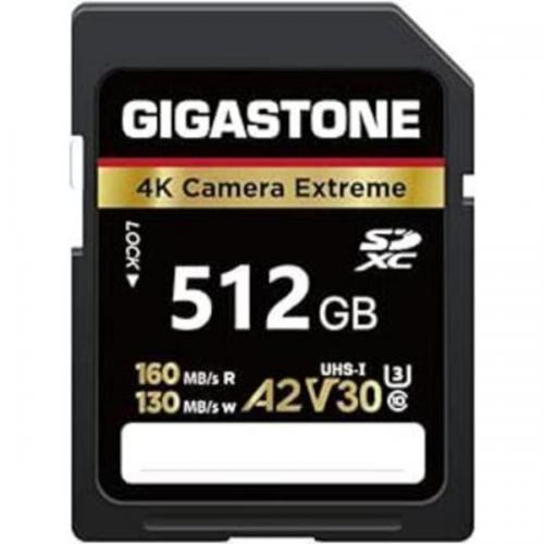 Gigastone GJSX-512GBA2V30 Gigastone SD card 512GB UHS-1U3 V30 A2規格 SD歌留多 最大限度読み込むす早さ160MB/s 4K映像媒体映画化相応う Cemera  Extreme ギガ石ころ