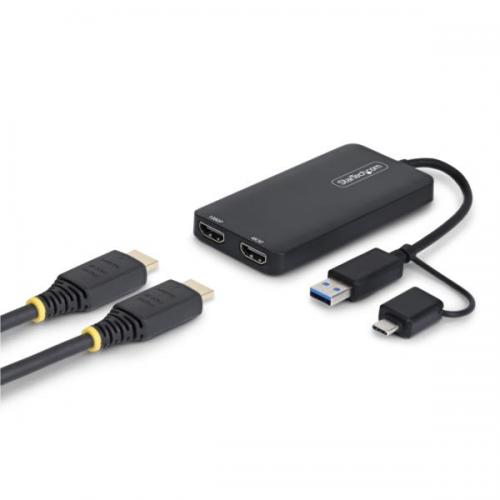StarTech.com 107B-USB-HDMI-2 USB - HDMI取り替えっこアダプタ/USB-C USB-A繋ぎ合わせる/2画面/HDMI（4K30サイクル + 1080p）