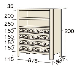 【法人様宛限定】サカエ KW8117-24 物品棚ＫＷ型（１００ｋｇ／段・高さ１２００ｍｍ・７段タイプ）