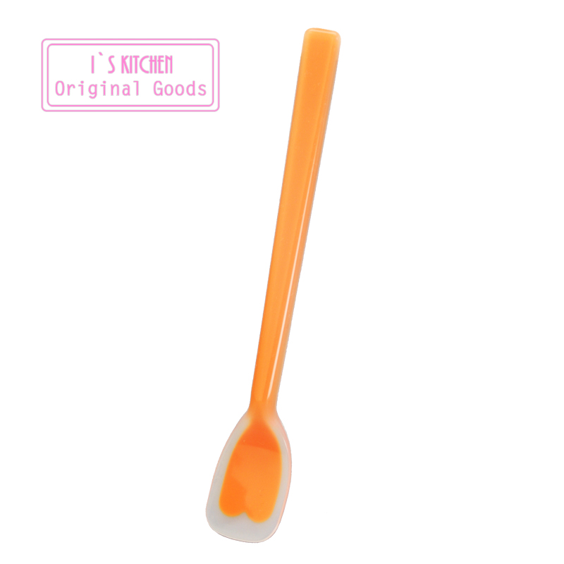 日本製　IKESHO 一体型カラー　シリコンスプーン【小 マーマレード】（オレンジ）