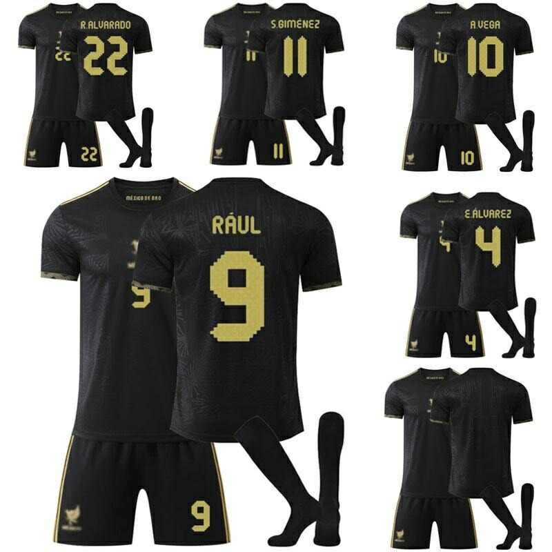 正規品 adidas メキシコ代表 シャツ 黒/黄 アディダス メキシコ代表 ゴールドTシャツ - ブラック