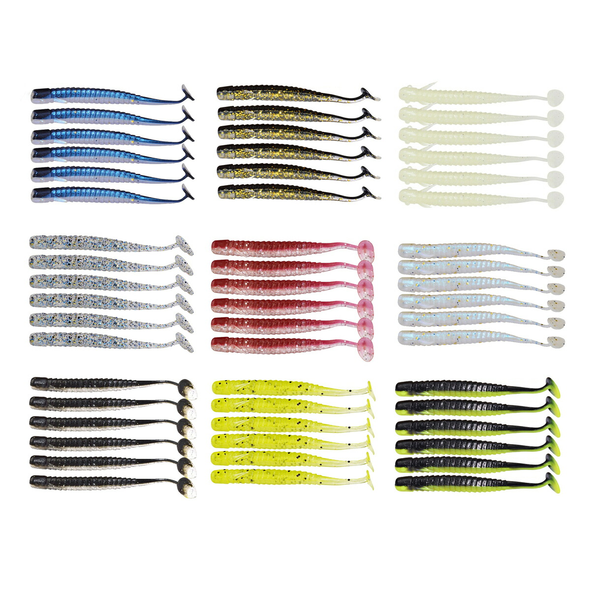 楽天市場】ソフト ルアー 50個 ワーム セット 10色 2インチ 5cm/50mm