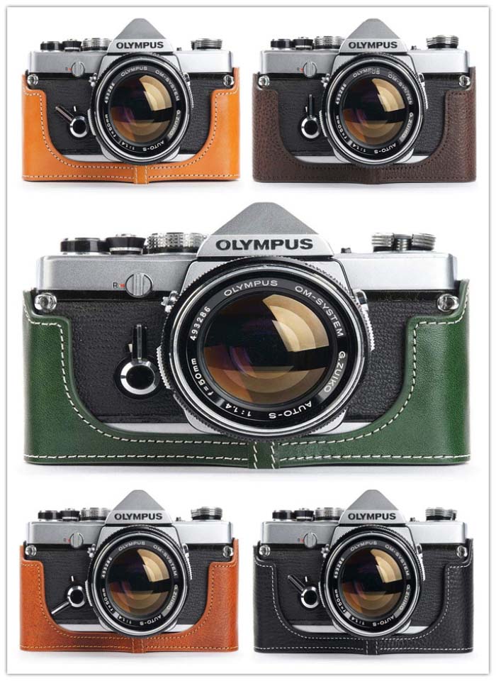 TP Original Olympus OM1 OM2n OM3 OM4Ti 専用 ブル印字機 本革 上半身容れもの