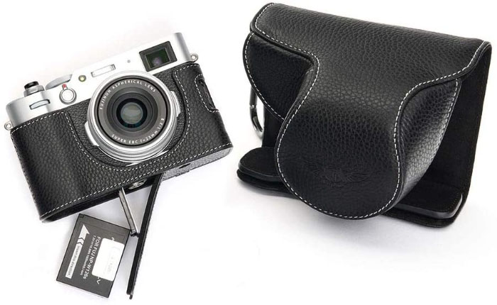 TP Original FUJIFILM X100V 専用 本革 ボディケース＋カバー 黒色 (底面開閉)｜イーサン恵