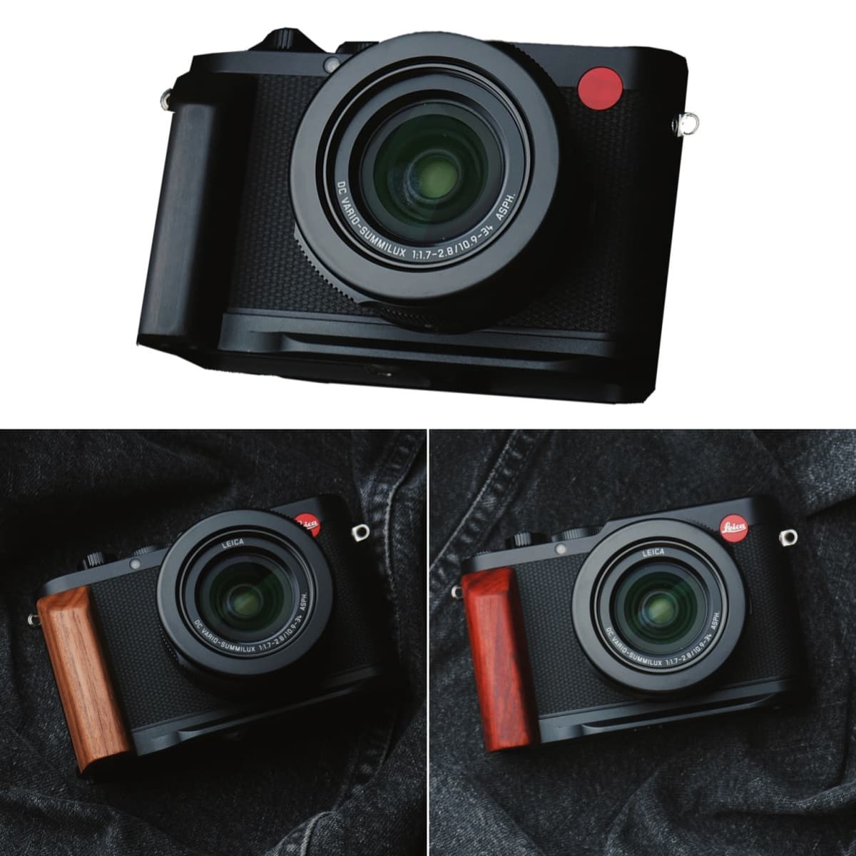 Leica D-LUX8 専用 カメラウッドグリップ 高級檀木材 木製ハンドル メタルベース L型グリップ ハンドメイド カメラケージ 電池交換可能｜イーサン恵