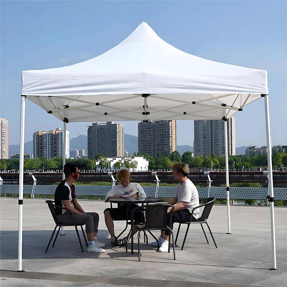 タープテント ワンタッチタープテント 日よけ シェード 2x2m 2x3m 3x3m 3x4m 3x4.5m 3x6m大型 4段階調節 折り畳み 簡単タープ 業務用 防水 紫外線カット 遮熱 スチールフレーム 簡単設置 BBQ キ ホワイト｜イーサン恵