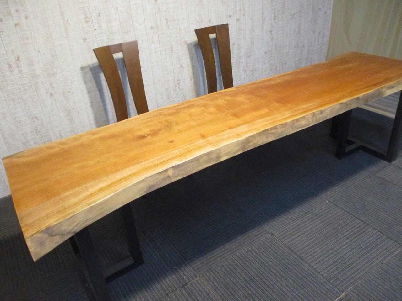 # 1382■ 椨 タブ 長さ261.5cm 一枚板 ダイニングテーブル ローテーブル 無垢一枚板 テーブル 豪華テーブル ダイニング カウンター 座卓 天板 無垢材 1枚板 インテリア 家具 木製テーブル 【送料無料】|イサン工芸