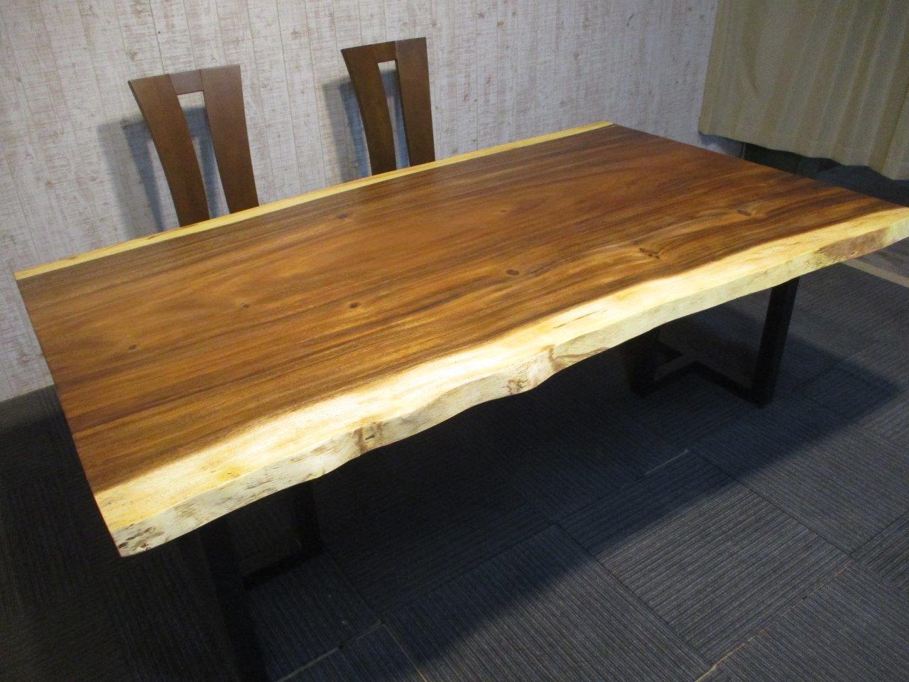 楽天市場】＃1402□ モンキーポッド 一枚板 ダイニングテーブル ロー