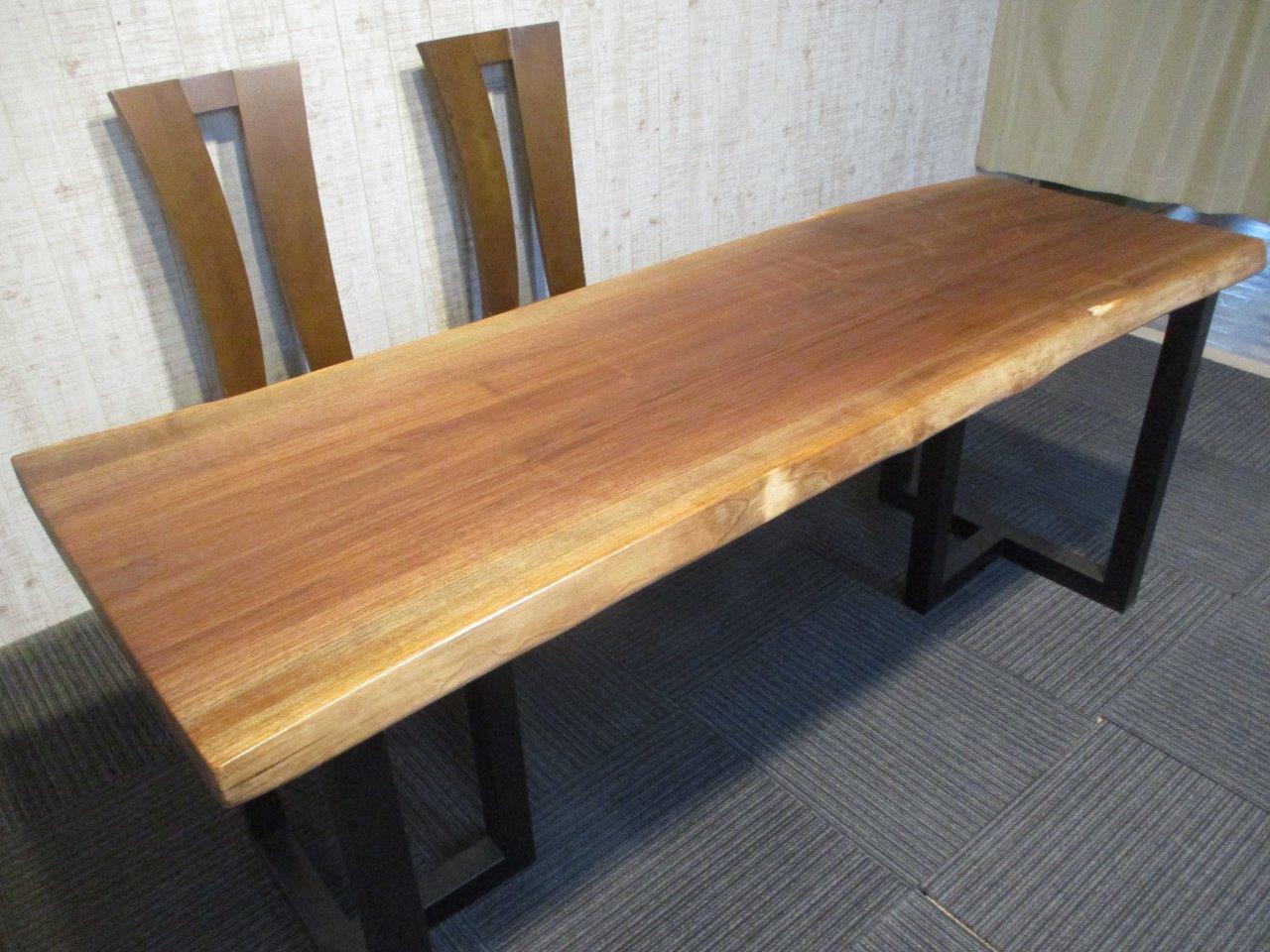 ダイニング長テーブル 一枚板 楽天市場】# 1147□ ウォールナット 長さ234～235cm 一枚板 ダイニング