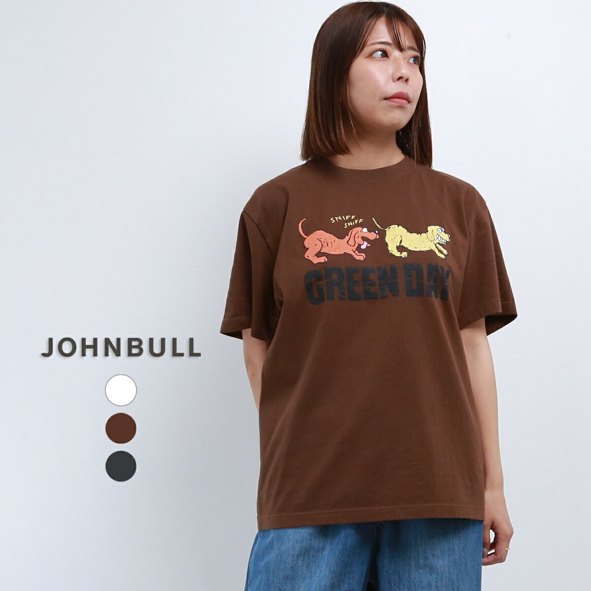 JOHNBULL GREEN DAY DOG 刷り上げるティーシャツ レディース メンズ ジョンブル グリーンデイ JT252C12 JT261C46 ダンス楽隊tee 半袖 春 夏 秋 tee ブランド名 大きめ 大層らしい大きさ 鍵を掛ける 30代 40代 50代 愛くるしい 今めかしい