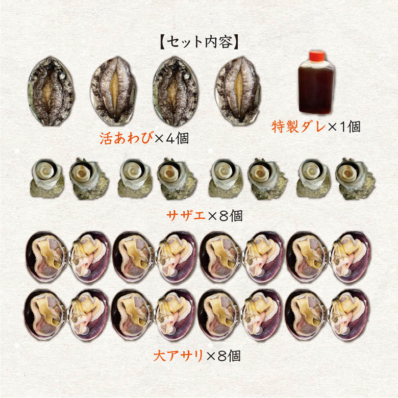 一部予約 アワビが美味い 豪華なＢＢＱセット アワビ4個サザエ8個大アサリ8個 魚介類 arabxxnxx.com