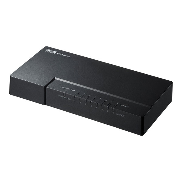 【送料無料】 SANWA SUPPLY（サンワサプライ） ギガビット対応 スイッチングハブ（8ポート・マグネット付き） LAN-GIGAP802BK 1000BASE-T 8ポート スイッチングハブ 協力マグネット スチール デスク 固定 電源内蔵 プラスチックケース コンパクト ループ検知 ファンレス