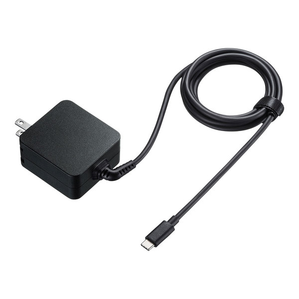 【送料無料】 SANWA SUPPLY（サンワサプライ） USB Power Delivery対応AC充電器（PD65W・TypeCケーブル一体型） ACA-PD76BK USB Power Delivery Type-C ケーブル一体型 ACアダプタ 最大65W ノートパソコン タブレット スマートフォン 充電ケーブル不要 折りたたみ 収納