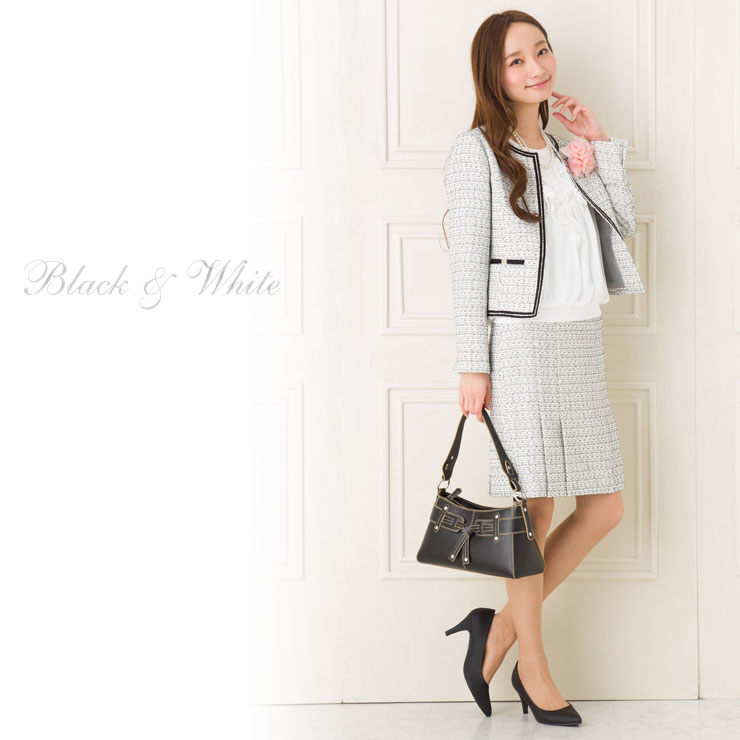 楽天市場 セレモニースーツ スーツ レディース Dealポイントバック Sale50 13号 15号 サイドネップツイードノーカラー3点セット スーツ ジャケット 2スカート St フォーマル 入学式 スーツ ママ 卒園式 ママスーツ 入園式 卒業式 メール便不可 Hw