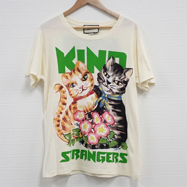 楽天市場 中古 辛口評価 Aランク Gucci グッチ Kind Strangers Cats 猫柄 オーバーサイズ Tシャツ Xjbid コットン100 サイズs アイボリー Iseya 札幌 すすきの 楽天市場店