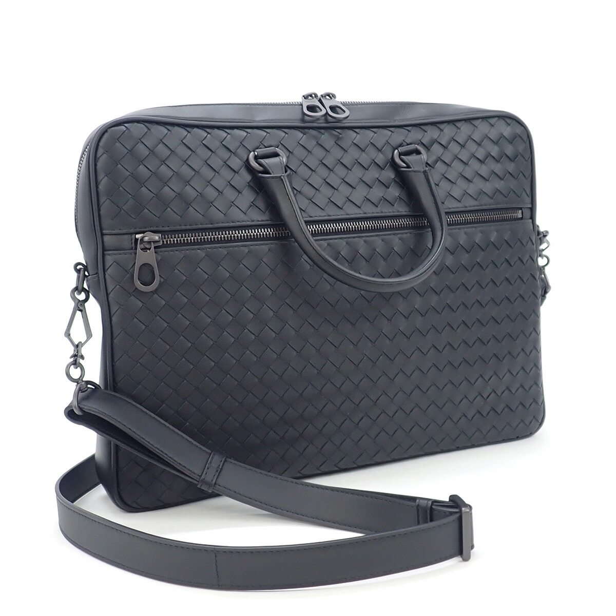 【人気ショップが最安値挑戦!】 BOTTEGA VENETA AB ブラック イントレチャート ブリーフケース - ビジネスバッグ