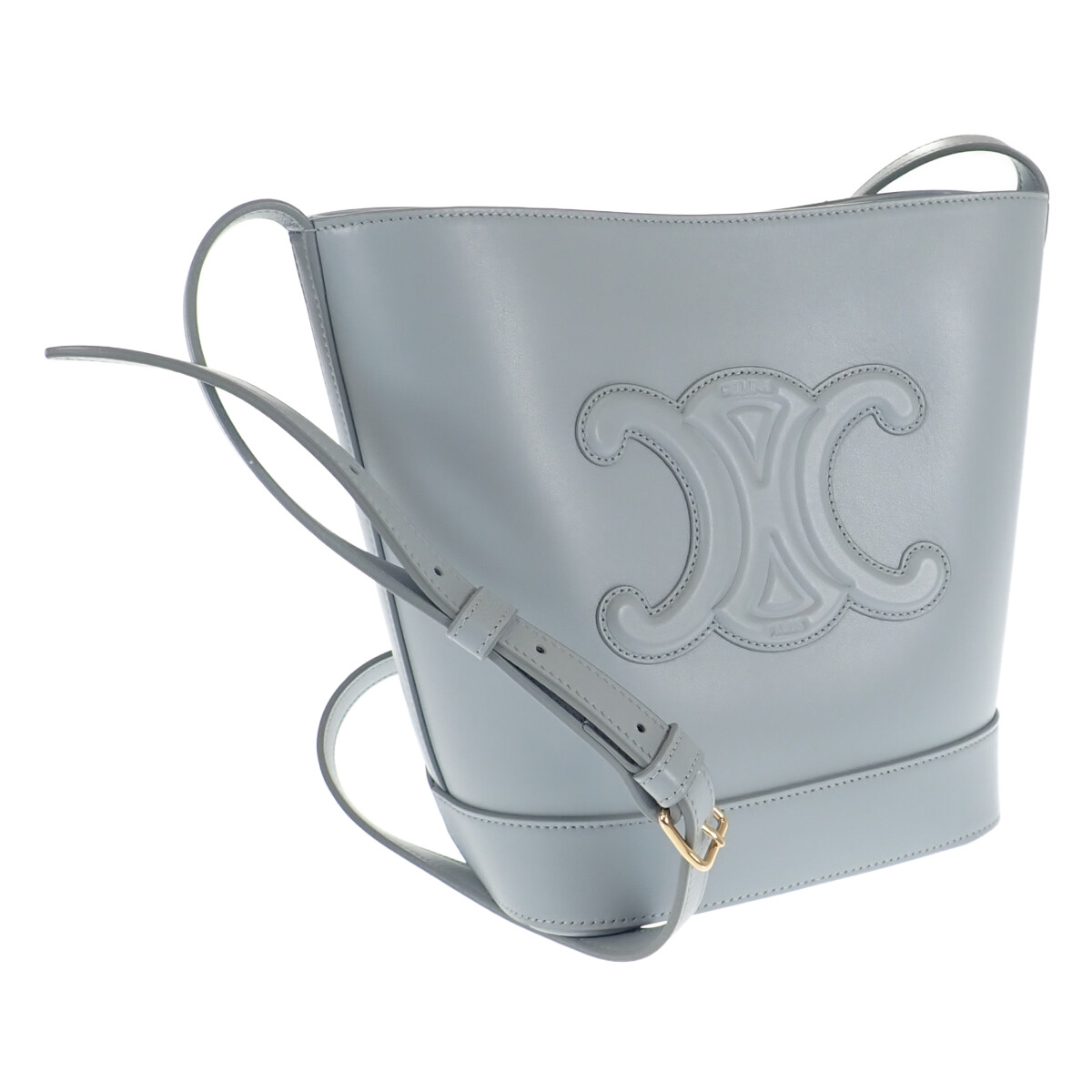 CELINE セリーヌ トリオンフ スモールバケット ショルダーバッグ 198243DU3.07IC カーフスキン アイスブルー レディース【ISEYA】