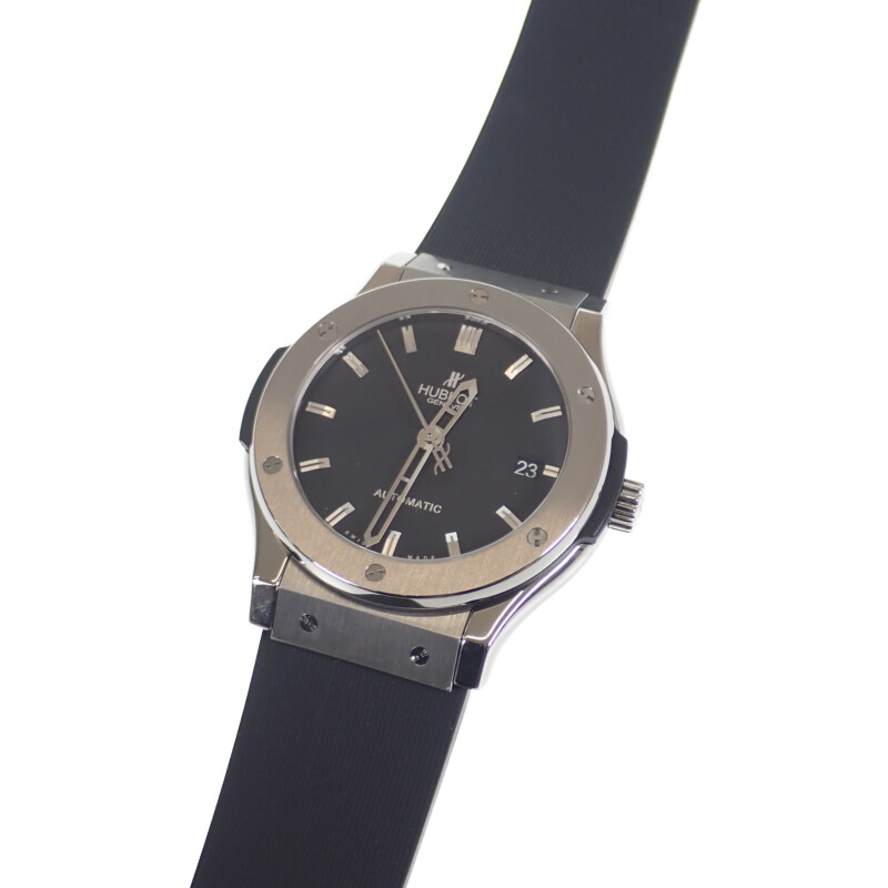 HUBLOT ウブロ クラシックフュージョン チタニウム メンズ 腕時計 511.NX.1170.RX チタン ラバーベルト 黒 ブラック文字盤【ISEYA】