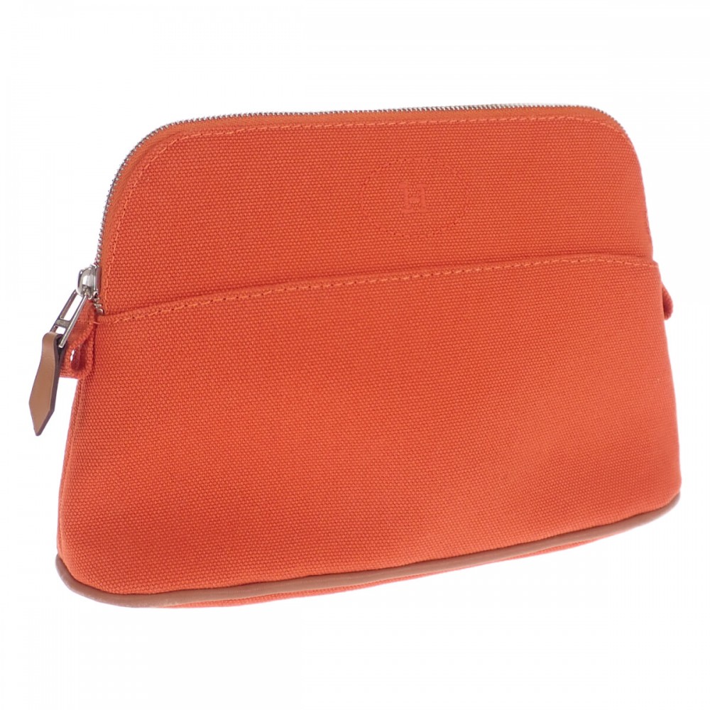 エルメス HERMES ボリードポーチ ミニ 20 H102773M_02 アクセサリーポーチ レザー キャンバス コットン オレンジ フー レディース【中古】【Aランク】