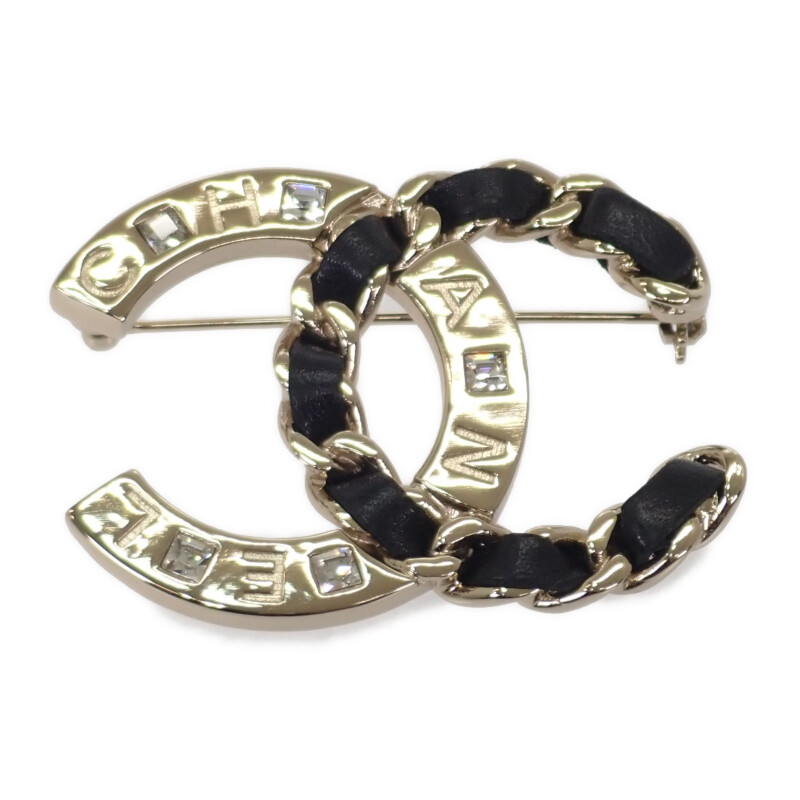 美品ダブルCロゴブローチ シルバー 激安価格 CHANEL ダブルCロゴブローチ クリスタル 刻印あり