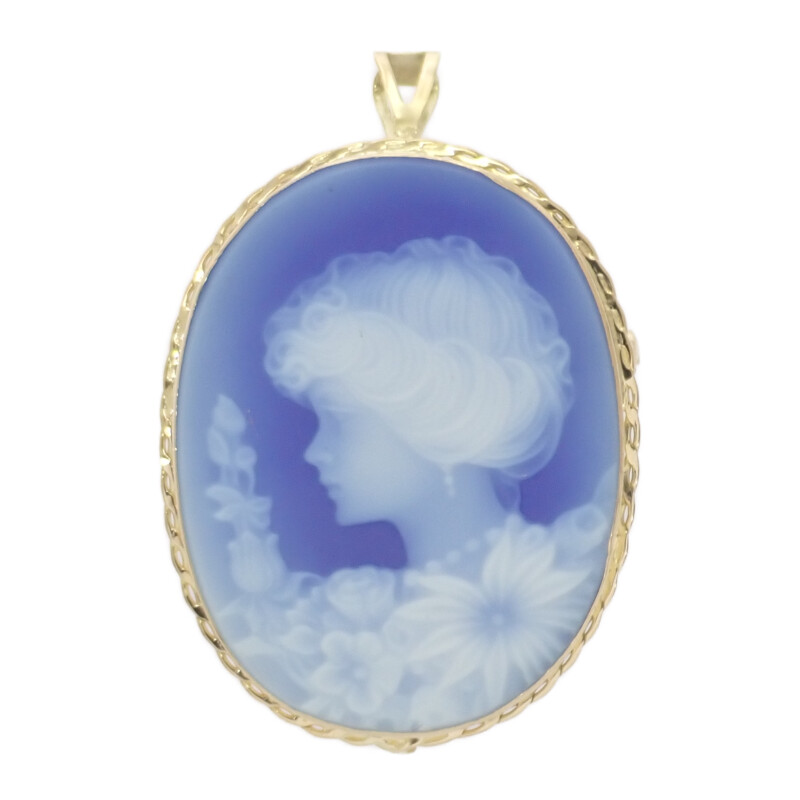 楽天市場】K18 メノウカメオ ペンダント ブローチ 35×45mm 18金