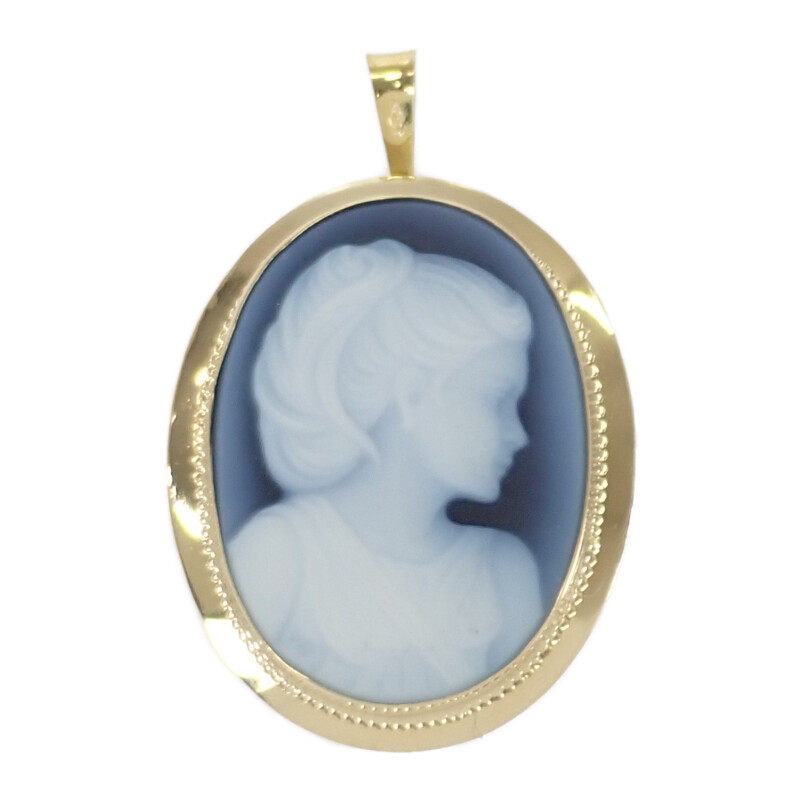 楽天市場】K18 メノウカメオ ペンダント ブローチ 35×45mm 18金