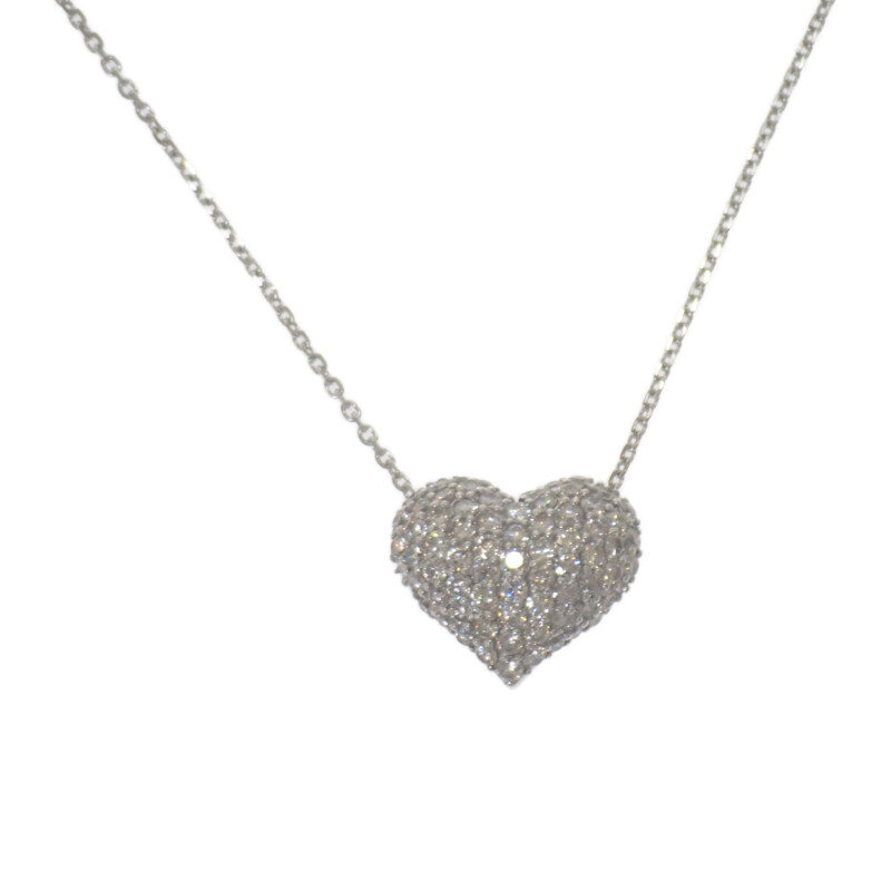 デザインジュエリー ハートモチーフ ネックレス K18WG ホワイトゴールド ダイヤモンド 2.00ct パヴェダイヤ ゴージャス レディース 可愛い 綺麗【中古】【Aランク】