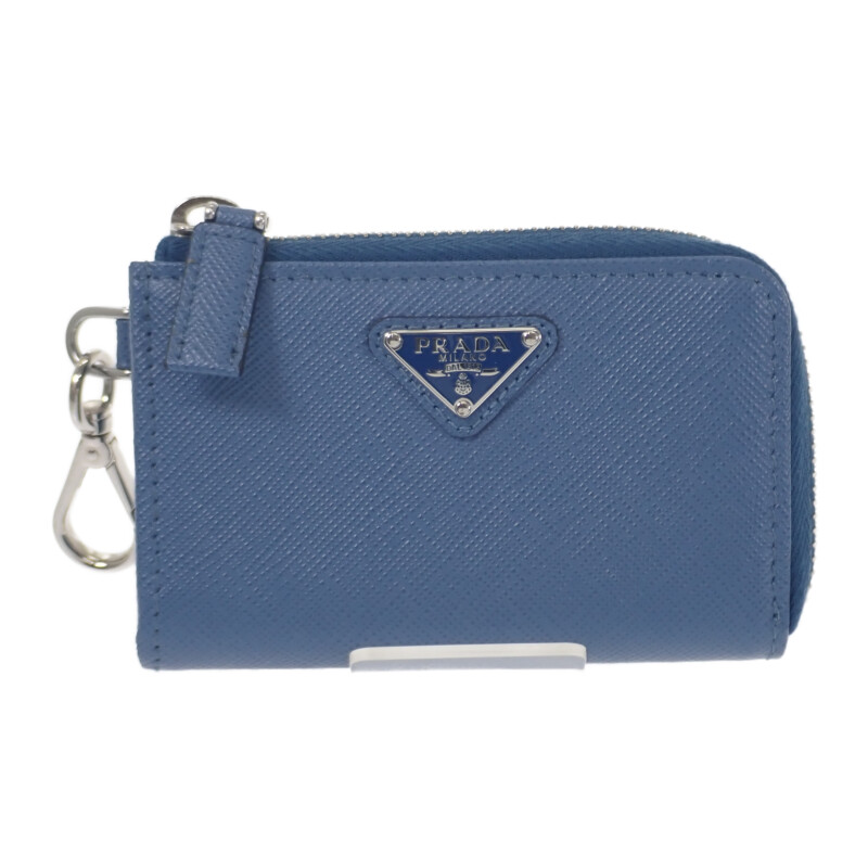 プラダ PRADA レザーキーリング 2TT085 キーケース サフィアーノ ブルー 青 メンズ レディース ユニセックス【中古】【Aランク】