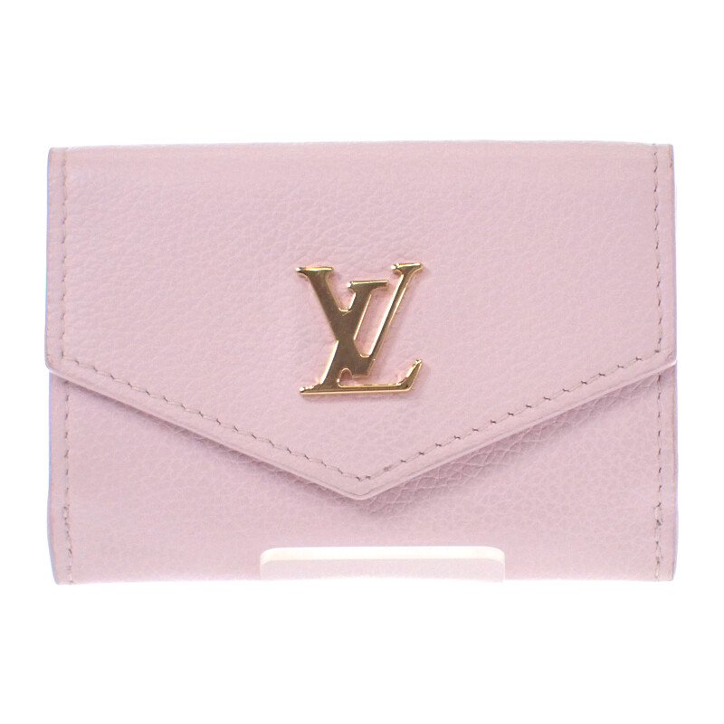 ルイヴィトン LOUIS VUITTON ポルトフォイユ・ロックミニ M80088 三つ折り財布 コンパクトウォレット カーフスキン ライトピンク ゴールド金具 レディース【中古】【ABランク】