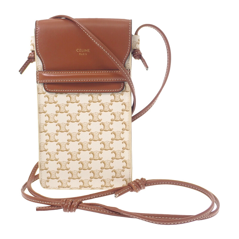 セリーヌ CELINE モバイルポーチ 10G332CQD ショルダーバッグ スマホポーチ ラムスキン トリオンフキャンバス タン ブラウン系 レディース【中古】【Aランク】 41,470円