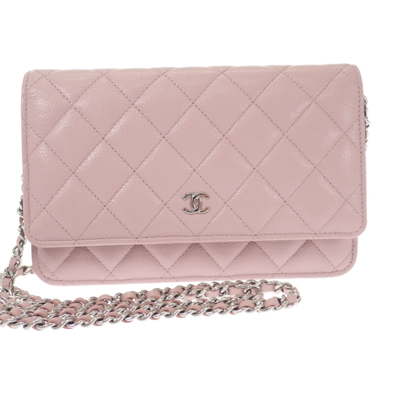 シャネル CHANEL クラシック ショルダー AP0250 ウォレットチェーン キャビアスキン ピンク シルバー金具 レディース ギフト おしゃれ かわいい【中古】【Aランク】