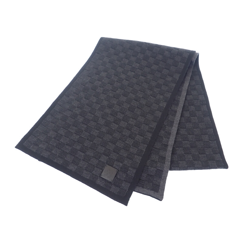ルイヴィトン LOUIS VUITTON マフラー・ネオ プティ ダミエ M77988 マフラー ウール ブラック メンズ【中古】【Aランク】