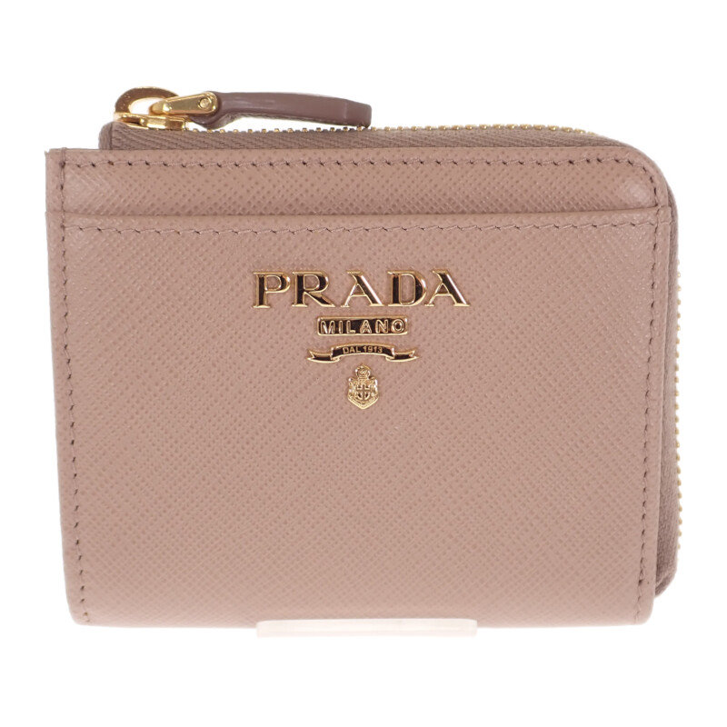 プラダ PRADA L字ファスナー 小銭入れ 1ML025 コインケース サフィアーノ シプリア ピンクベージュ レディース 美品 ギフト【中古】【Aランク】