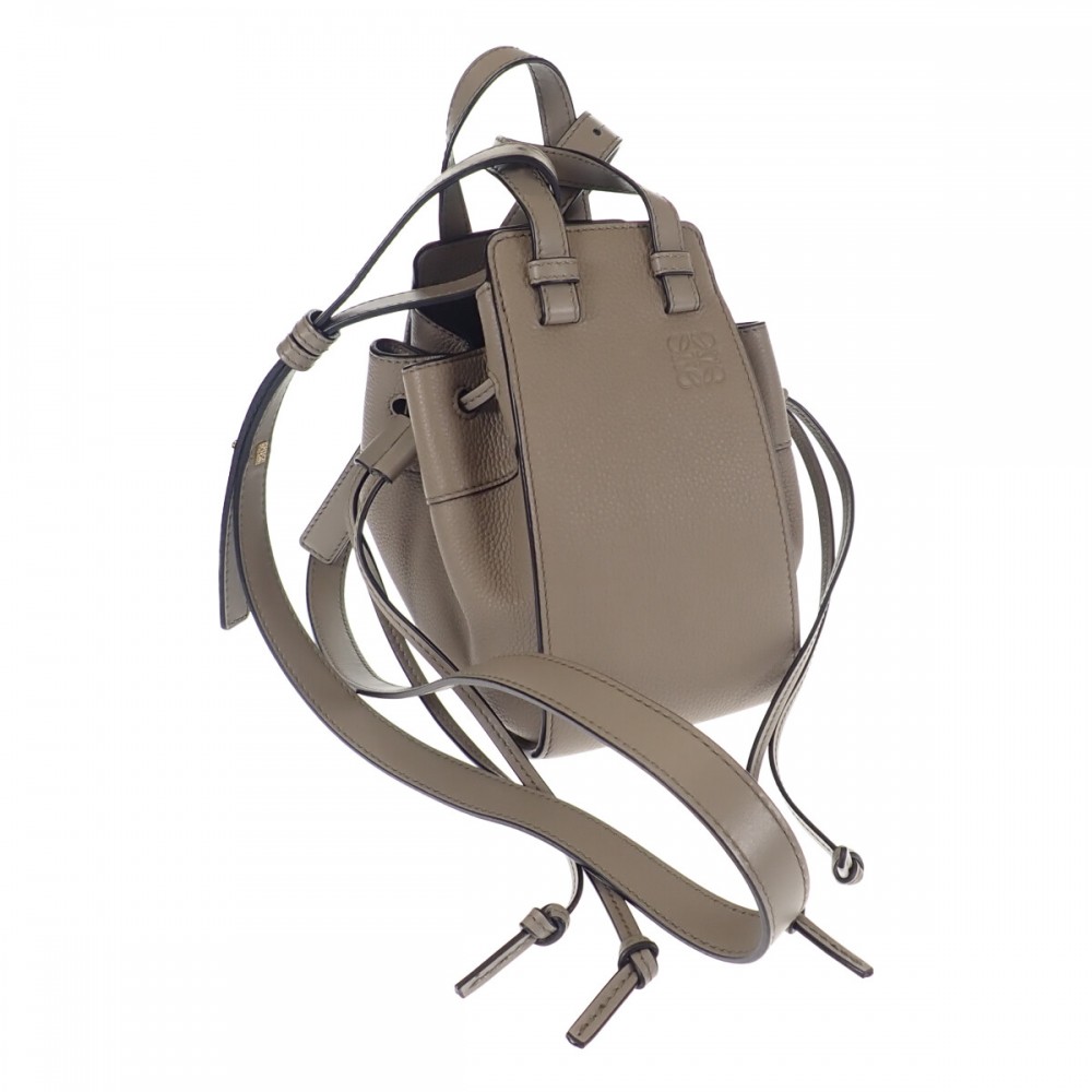 ロエベ LOEWE ハンモック ドローストリングミニ 保存袋付 A538V07X15 2WAYバッグ ハンドバッグ ソフトグレインカーフスキン ローレルグリーン レディース【中古】【Aランク】