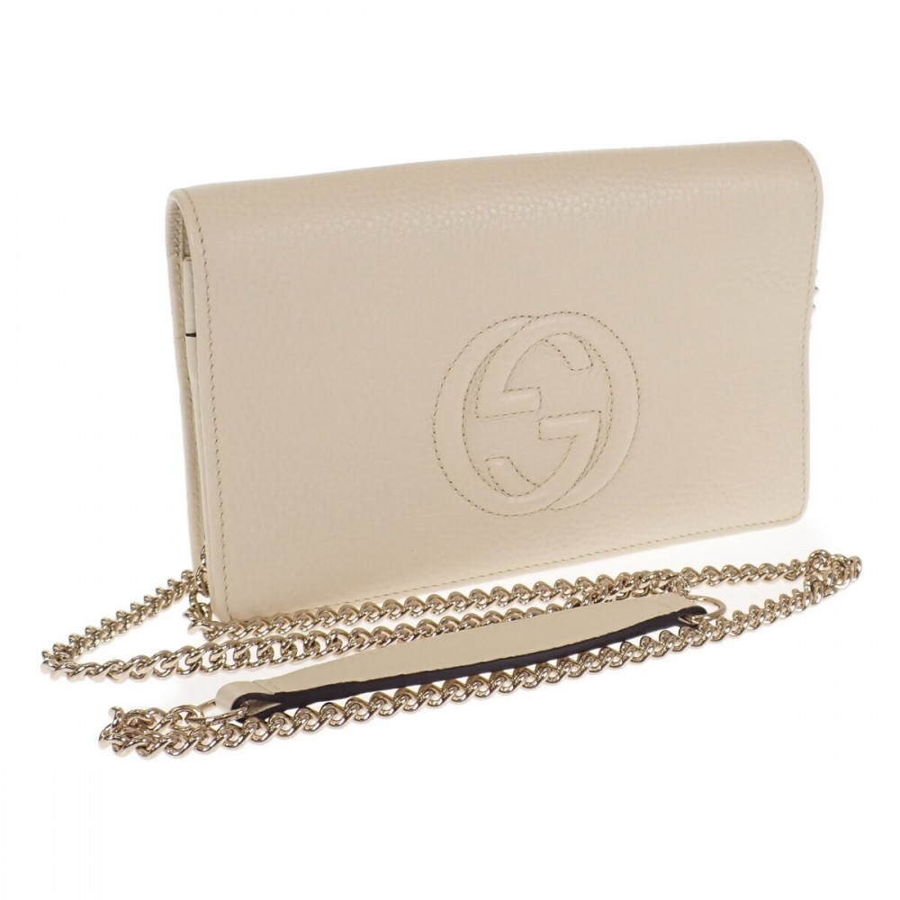 グッチ GUCCI ソーホー チェーンウォレット アウトレット 598211_A7M0G ショルダーバッグ カーフ ホワイト レディース【中古】【Aランク】