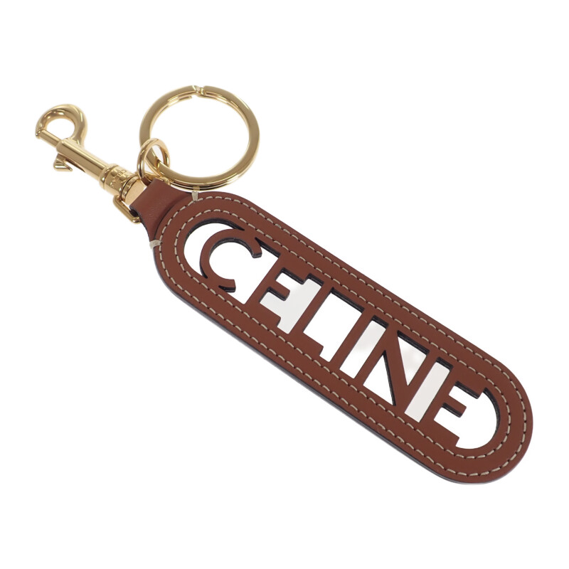 CELINE キーリングチャーム 楽天市場】セリーヌ キーホルダー ロゴ パンチング スムースカーフ