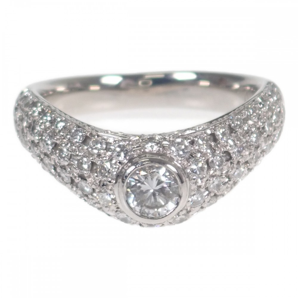 デザインジュエリー 11号 リング 指輪 刻印 Pt900 プラチナ ダイヤモンド 0.27ct 0.763ct レディース オシャレ【中古】【Aランク】