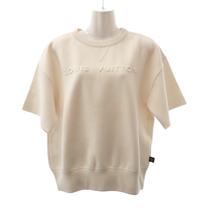 ルイヴィトン LOUIS VUITTON エンボスシグネチャーセーター S 五分袖 半袖 ニット トップス ウール カシミヤ ホワイト 白 レディース メンズ ユニセックス【中古】【Aランク】
